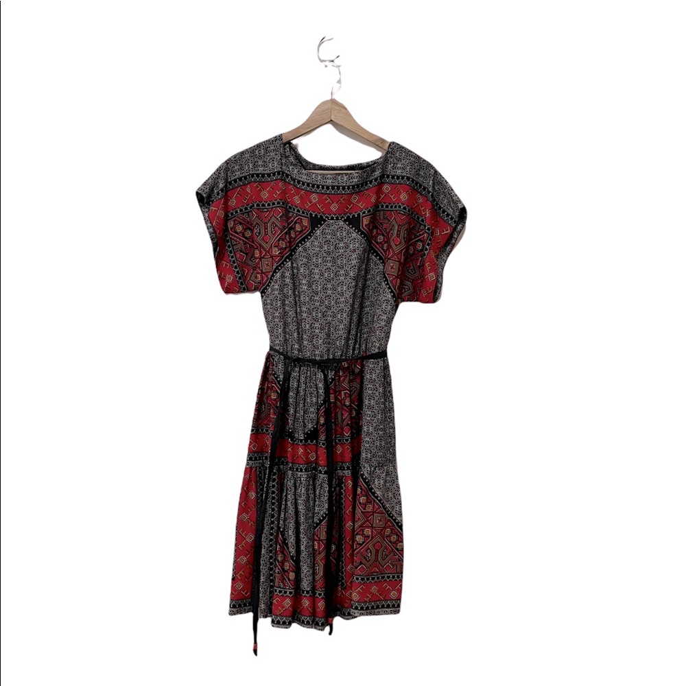 Vintage Southwestern motif dress with belt
